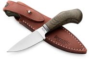 Lionsteel Fixed knife m390 blade GREEN Canvas handle, Ti guard, leather sheath WL1  CVG - KNIFESTOCK