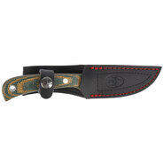 MUELA 88mm blade,full tang,Green/Mustard Yute Micarta scales,leather sheath    TERRIER-9G - KNIFESTOCK