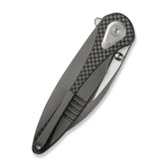 Zenthra Gray Titanium Handle With Twill Carbon Fiber InlayGray Stonewashed Bohler M390 - KNIFESTOCK