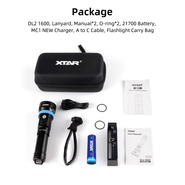 Xtar DL2 1600 SET-flashlight, MC1-C charger, 21700 4900mAh - KNIFESTOCK