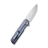 We Charith Frag Patterned Blue Titanium Handle Silver Bead Blasted CPM 20CV BLADE WE20056B-1 - KNIFESTOCK