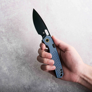 Vosteed Psyop Elmax Black Stonewash Blue Titanium A2205 - KNIFESTOCK