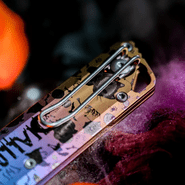 Vosteed Parallel S35VN Satin ,Halloween Spooky Purr Titanium - KNIFESTOCK