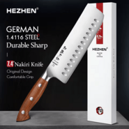 HEZHEN X02 7 inch nakiri knife  red wood German 1.4116 steel gift box X02-XC - KNIFESTOCK