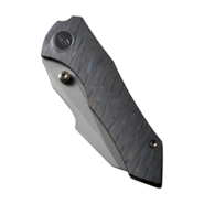 WE High-Fin Tiger Stripe Pattern Flamed Titanium Handle Gray Stonewashed CPM 20CV Blade WE22005-4 - KNIFESTOCK