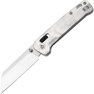 QPS Penguin Glyde 14C28N, finitura a due toni stonewash - satinata, Manico: G10 con alluminio - KNIFESTOCK