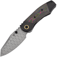 Kansept CAVEMAN Damascus,Blackwash Ti, 80&#039;s CamoCarbon K1110B3 - KNIFESTOCK