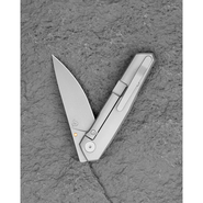 Bestech Knives VK-KUZE Dark Bead Blast Drop Point Blade, Stonewashed Titanium Handles - BT2504B - KNIFESTOCK