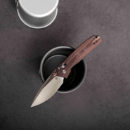 Vosteed Mini Psyop Elmax Satin Maroon Norplex UltreX™ Micarta A2308 - KNIFESTOCK