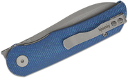 Petrified Fish PFE16 El Camino Gray Stonewashed N690 Blue Micarta PFE16BMGAW - KNIFESTOCK