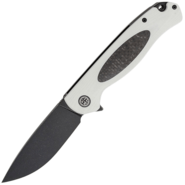 Petrified Fish PFB03 Stamp Black Stonewashed D2 Carbon Fiber With White G10 PFB03WDW - KNIFESTOCK