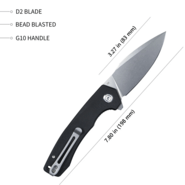 KUBEY Calyce Couteau Pliant à Lame Liner Lock Flipper Manche G10 Noir KU901E - KNIFESTOCK