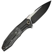 WE Black Titanium Handle With Shredded Carbon Fiber InlayBlack Stonewashed Bohl - KNIFESTOCK