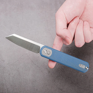 Vosteed Corgi (SF) 14C28N Satin Sheepsfoot Micarta Bleue A0725 - KNIFESTOCK