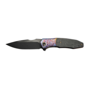 WE Flamed Titanium Handle With Rose Carbon Fiber InlayBlack Stonewashed Bevels, - KNIFESTOCK