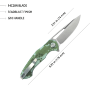 Dugu Liner Lock Folding Knife Camo G10 Handle 2.91&#039;&#039; Beadblast 14C28N Blade KU210H - KNIFESTOCK