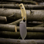 Giant Mouse GMF1-XL Alamă Milled / Lamă Satin Elmax / Teacă din Piele Burgundă - KNIFESTOCK