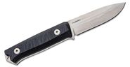 Lionsteel Fixed Blade Sleipner Steel stone washed, BLACK G10 handle, leather sheath B40 GBK - KNIFESTOCK