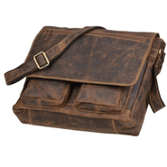 GreenBurry Vintage Leather Shoulder Bag with Laptot compartment Antique brown 35x32cm - KNIFESTOCK