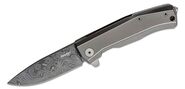 Lionsteel Folding knife Damascus Scrambled blade, GREY Titanium handle and clip  MT01D GY - KNIFESTOCK