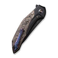 WE Merata Black Titanium Handle With Copper Foil Carbon Fiber Inlay Black Stonewashed CPM 20CV Blade - KNIFESTOCK