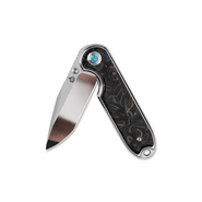 QSP Knife Nebula 14C28N, mirror polish,  Brass Copper mesh resin, Linerlock QS168-E - KNIFESTOCK