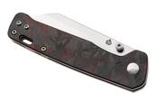 QPS Penguin V2 D2, 2-Ton-Finish Stonewash - Satin, Griff: Roter zerkleinerter CF über - KNIFESTOCK