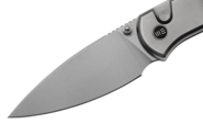 We Knife Qubit Polished Bead Blasted Titanium HandlePolished Bead Blasted CPM 20CV BladeButton Loc - KNIFESTOCK