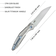 KUBEY Barracuda Couteau Pliant Front Flipper Liner Lock Manche en Titane KU299 - KNIFESTOCK