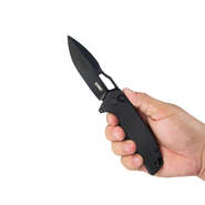 KUBEY RDF Pocket Knife with Button Lock, Black G-10 Handle KU316A - KNIFESTOCK