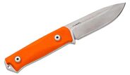 Lionsteel Fixed Blade Sleipner Steel stone washed, ORANGE G10 handle, leather sheath B41 GOR - KNIFESTOCK