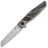KANSEPT Cru Damascus 0.118&quot; / 3.0mm Bronze Anodized Titanium &amp; Twill Carbon Fiber K1092A4 - KNIFESTOCK