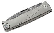 Lionsteel Folding knife Damascus Scrambled blade, GREY Titanium handle and clip  TL D GY - KNIFESTOCK