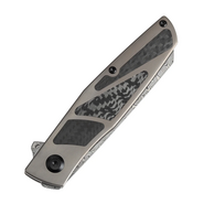 KANSEPT Cru Damascus 0.118&quot; / 3.0mm Bronze Anodized Titanium &amp; Twill Carbon Fiber K1092A4 - KNIFESTOCK