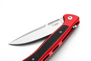 Lionsteel Solid RED Aluminum knife, MagnaCut blade STONE WASHED, Black Canvas inlay  SK01A RS - KNIFESTOCK