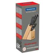 Tramontina Ultracorte 6 db/szett kés ollóval fa állványban, fekete 23899/060 - KNIFESTOCK
