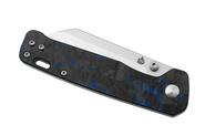QPS Penguin V2 D2, 2-Ton-Finish Stonewash - Satin, Griff: Blau zerkleinertes CF ove - KNIFESTOCK