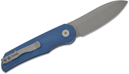 Petrified Fish PFE16 El Camino Gray Stonewashed N690 Blue Micarta PFE16BMGAW - KNIFESTOCK
