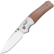 QSP Knife Vault 14C28N, stonewashed Anodized aluminium bolsters, Tan micarta QS157-C1 - KNIFESTOCK