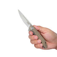 KUBEY Mizo Liner Lock Flipper Folding Knife Tan G10 Handle KU312H - KNIFESTOCK