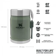 STANLEY seria CLASSIC Borcan Alimentar Cu Furculiță - Hammertone Verde 0,4L - KNIFESTOCK