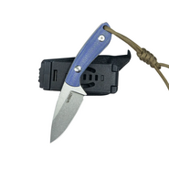 Kubey Bloom Fixed Blade Knife Blue Micarta Handle 2.60&quot; Beadblast 14C28N Blade KU411B - KNIFESTOCK