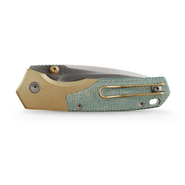 Vosteed Psyop 303 S35VN Satin, Teal Norplex UltreX™ Micarta &amp; Réz Bolster A2221 - KNIFESTOCK