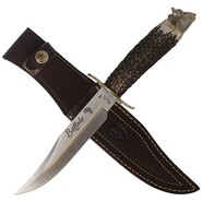 MUELA 160mm blade, stag deer handle, brass guard and Buffalo head cap BUFFALO-16BF - KNIFESTOCK