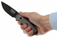 ESEE Knives Model 3 musta terä, harmaa kahva tupella + klipsi - KNIFESTOCK
