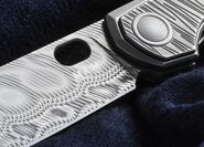 MKM ECLIPSE - DAMASTEEL FAFNIR bld - Ti FRAME, Ti OVERLAY - B.BLAST Ti SPACER MK EL-D - KNIFESTOCK