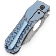 Kansept Loki Damascus,Blue Anodized Ti with Frag Pattern K1058B7 - KNIFESTOCK