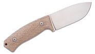 Lionsteel Hunting fix knife with NIOLOX blade, NATURAL CANVAS handle, leather sheath M3 CVN - KNIFESTOCK