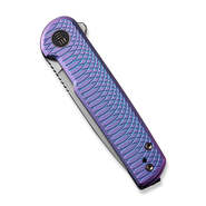 WE Charith Ripple Patterned Purple Titanium Handle Silver Bead Blasted CPM 20CV Blade WE20056-2 - KNIFESTOCK