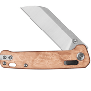 QPS Penguin Glyde 14C28N, 2 tónusú felület kőmosott - szatén, Markolat: G10 rézzel - KNIFESTOCK